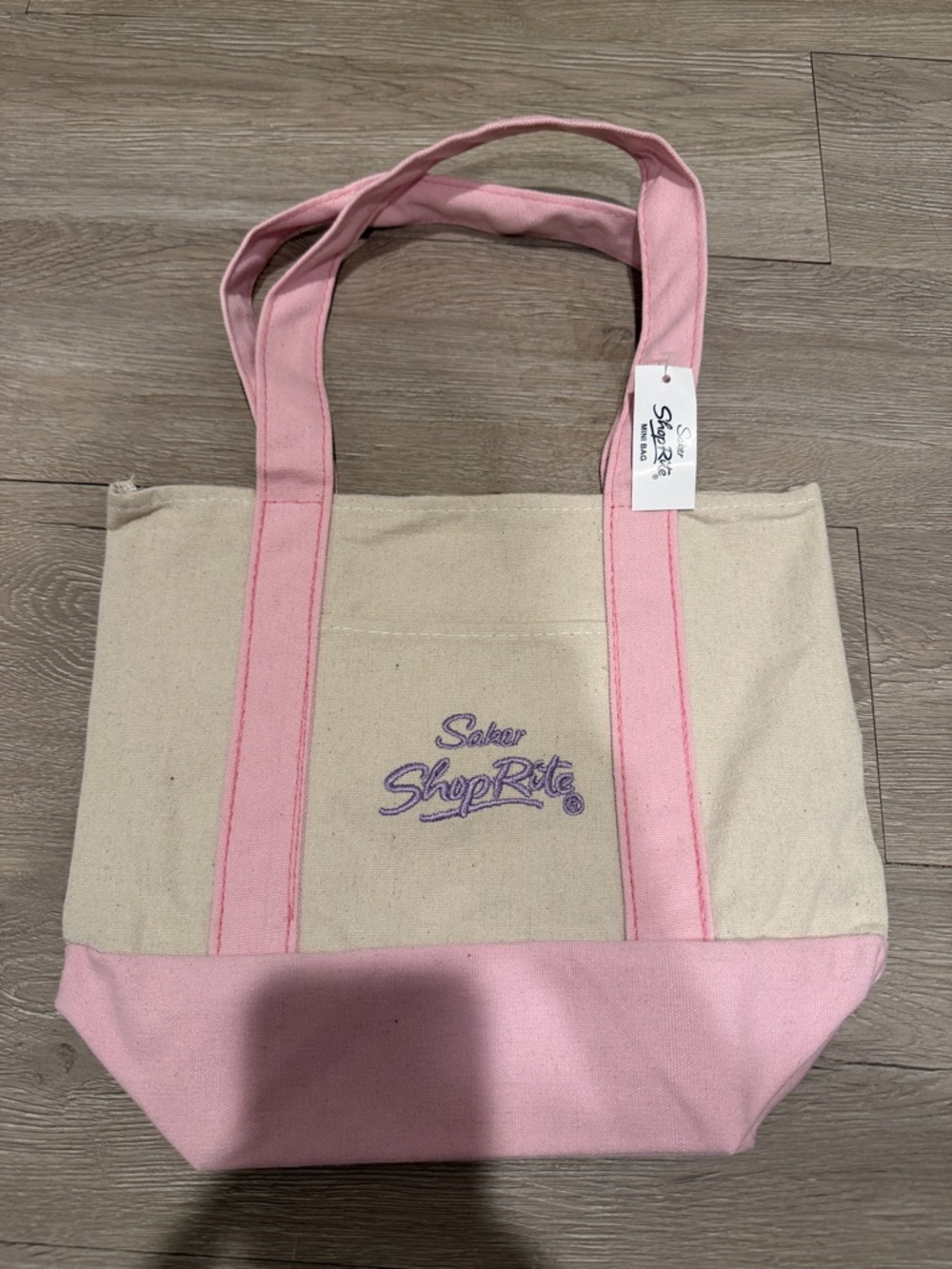 ShopRite Mini Pink & Cream Canvas Tote Bag